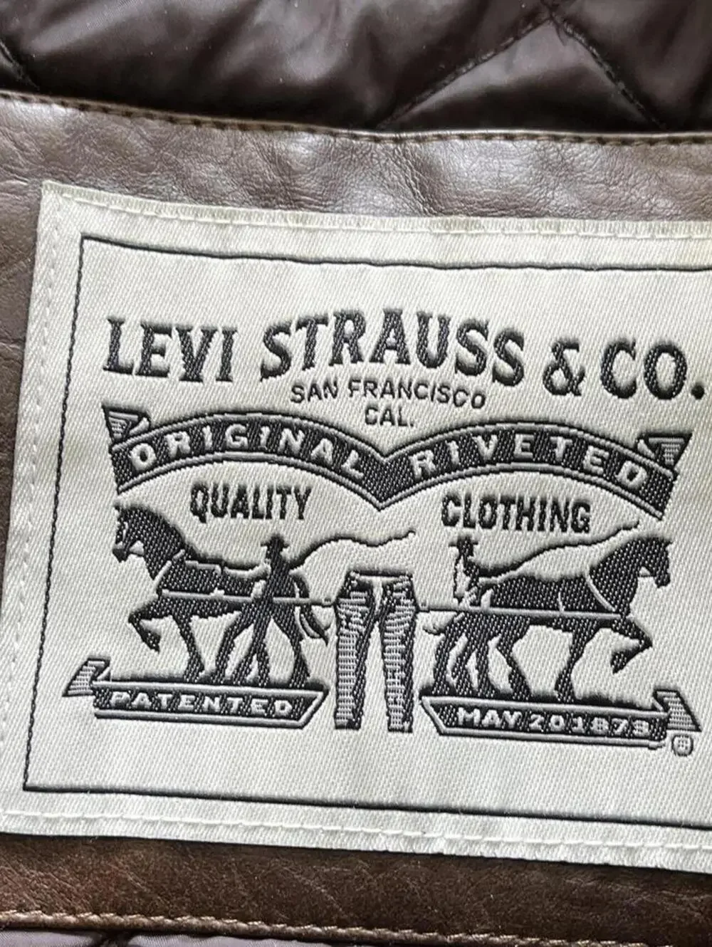 Levi's Men's Brown faux leather plaid Jacket Size M